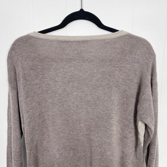 Athleta Small Merino Wool Frisco Sweater Boat Neck Colorblock Cream Brown - Picture 7 of 13
